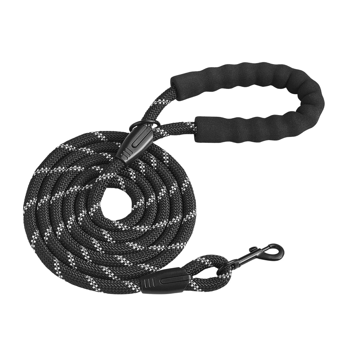 6FT Reflective Rope Dog Leash, Soft Padded Handle Heavy‑Duty Nylon Dog Leash with Waste Bag Dispenser for Medium Large Dogs