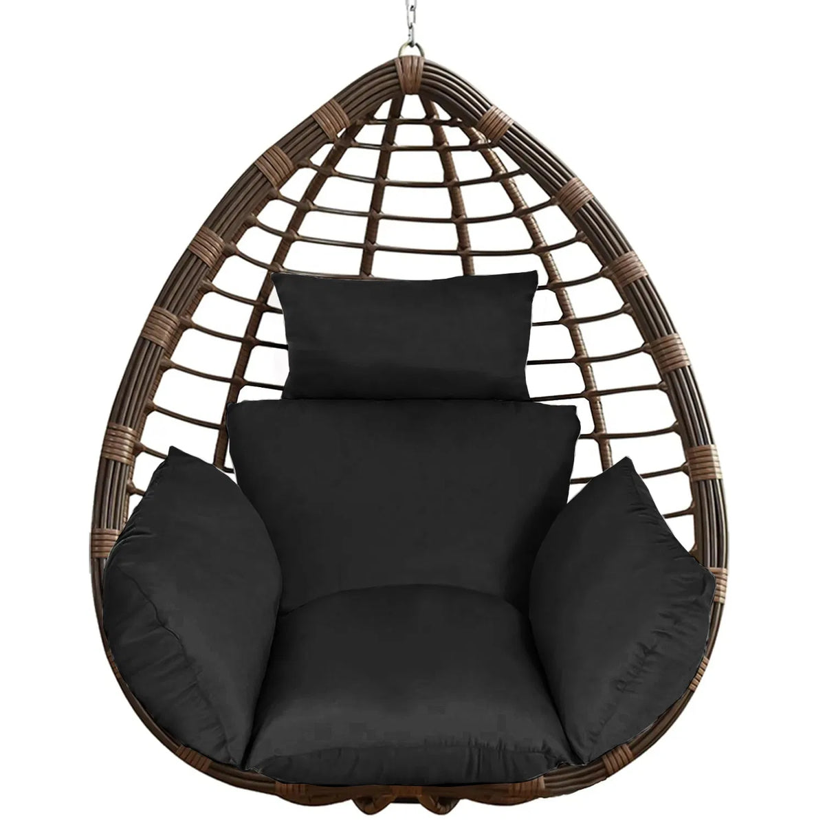 Hanging Egg Chair Cushion Replacement with Headrest Pillow, Thick Hollow Cotton, Removable Machine Washable Cover for Indoor Outdoor Swing Egg Chair
