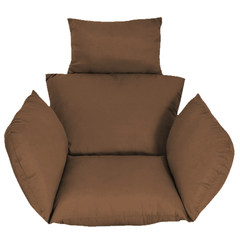 Egg Chair Replacement Cushion, Thick Hollow Cotton Swing Pad with Head Pillow, Removable Washable Cover for Hanging Egg Hammock Chair, Coffee