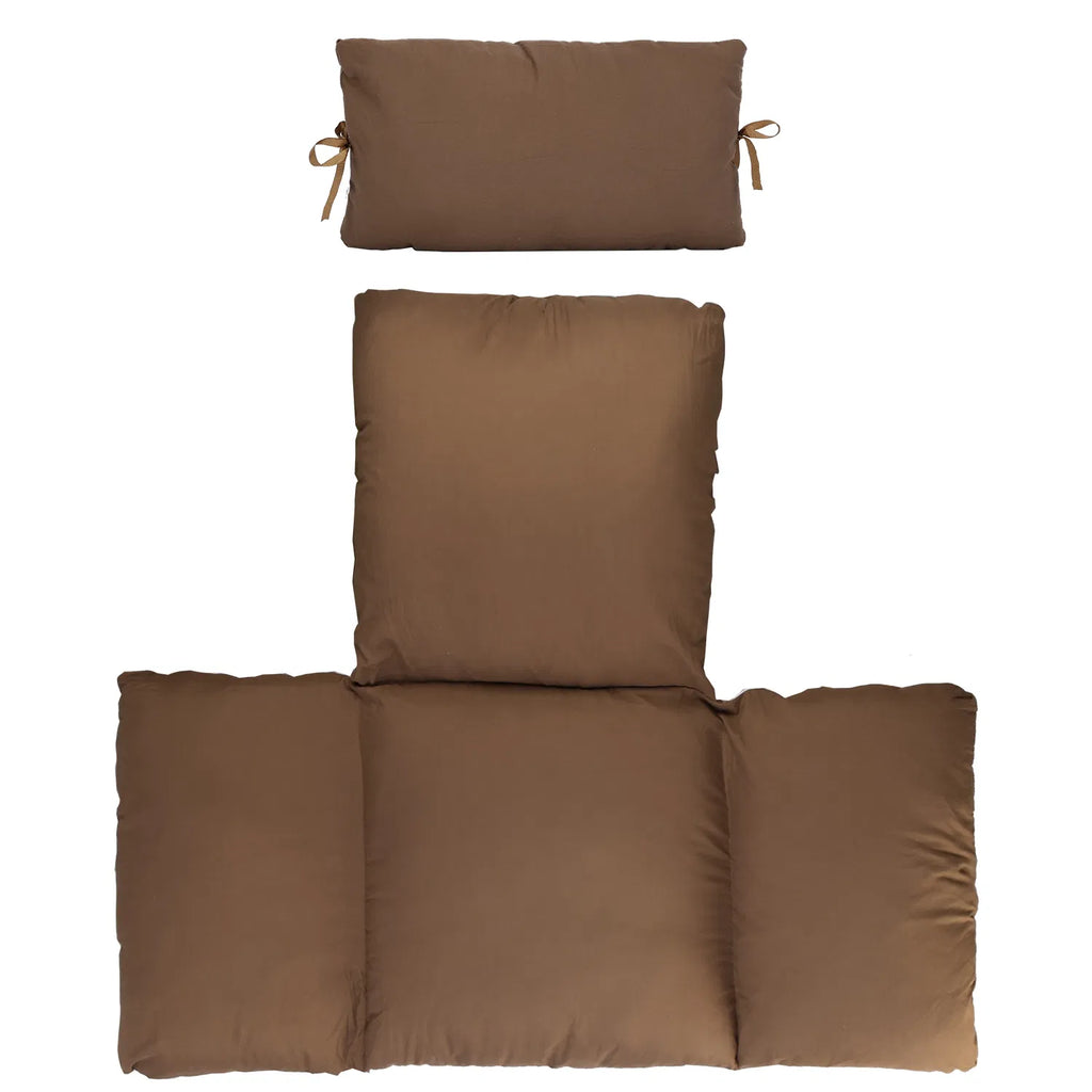 Egg Chair Replacement Cushion, Thick Hollow Cotton Swing Pad with Head Pillow, Removable Washable Cover for Hanging Egg Hammock Chair, Coffee