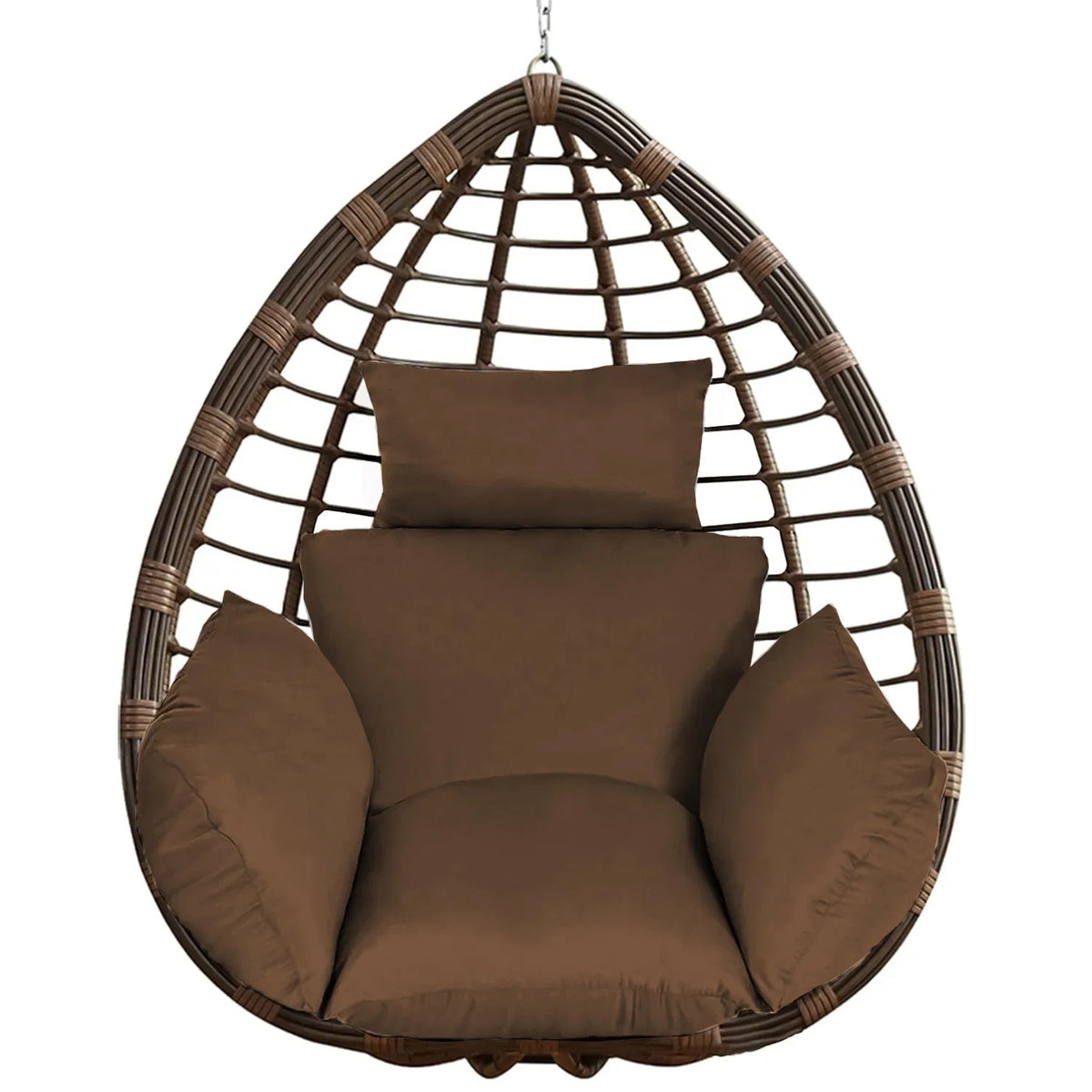 Egg Chair Replacement Cushion, Thick Hollow Cotton Swing Pad with Head Pillow, Removable Washable Cover for Hanging Egg Hammock Chair, Coffee