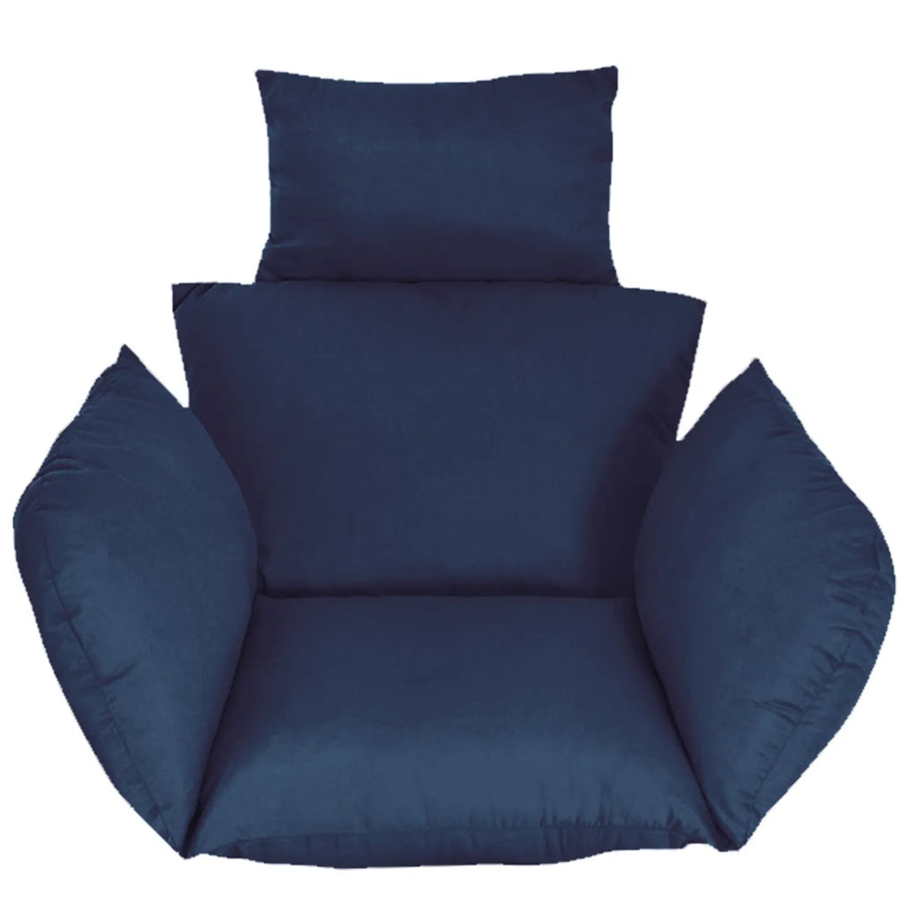 Egg Chair Replacement Cushion,Thick Hollow Cotton Swing Pad with Head Pillow, Removable Washable Cover for Hanging Egg Hammock Chair,Navy Blue