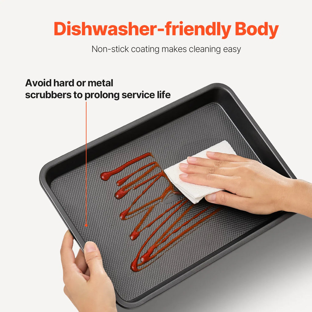 3-Piece Nonstick Carbon Steel Baking Sheet Set, Oven Trays for Cookies, Roasting & Baking, Stackable Bakeware, 450°F Heat Resistant