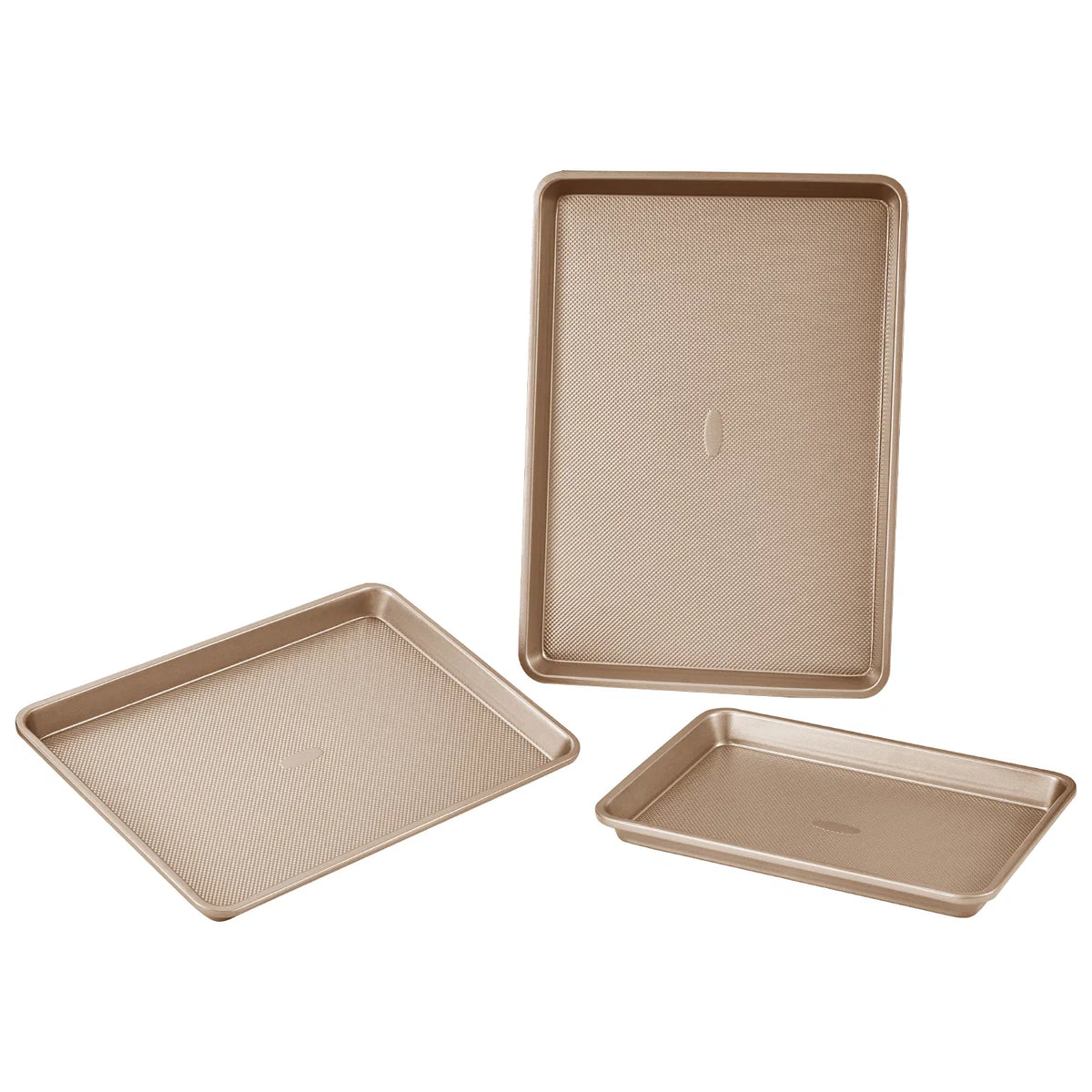 3 Pack Nonstick Carbon Steel Baking Sheet Set, Oven Cookie Tray Pans, Stackable Bakeware for Cookies, Cakes, Roasting, Dishwasher Safe