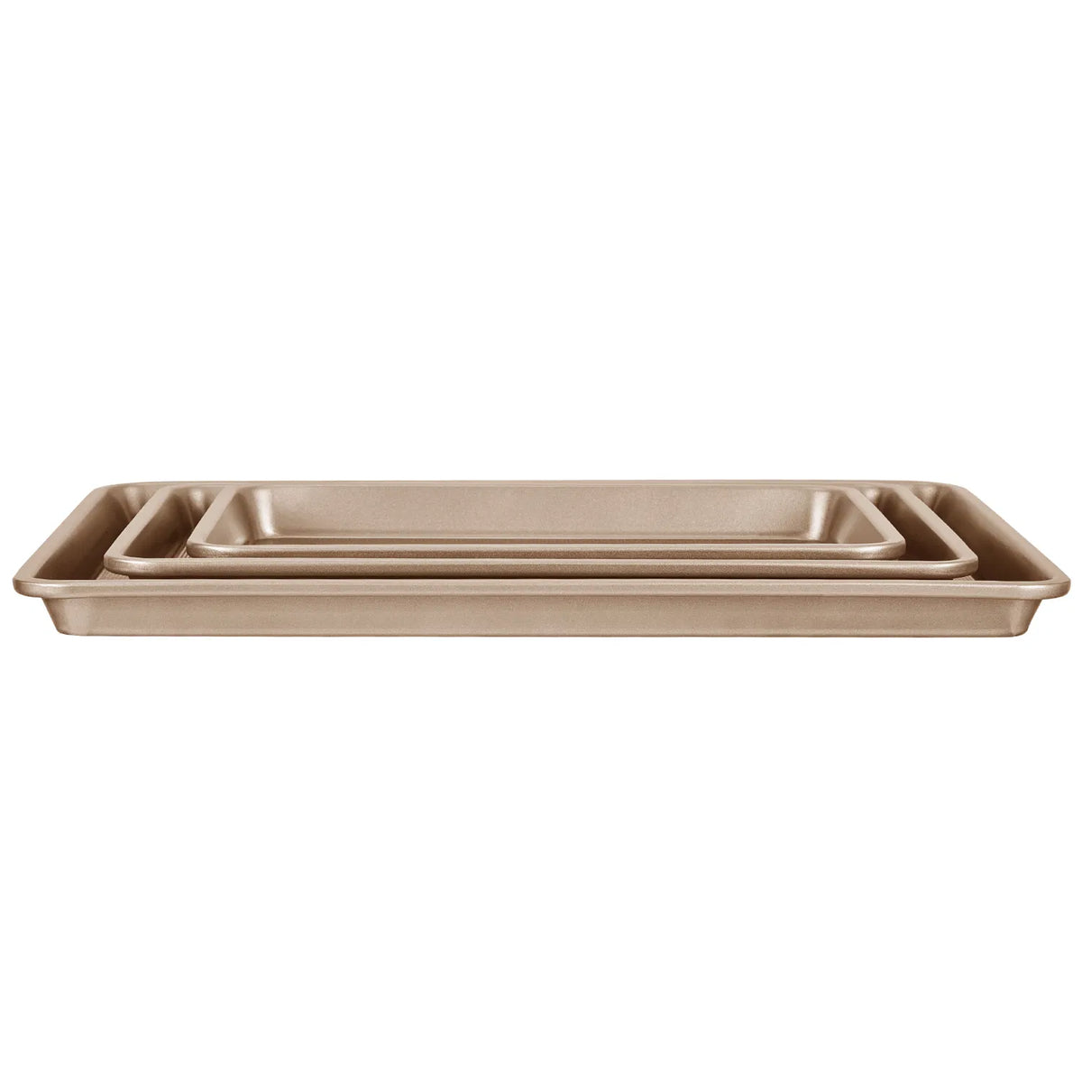 3 Pack Nonstick Carbon Steel Baking Sheet Set, Oven Cookie Tray Pans, Stackable Bakeware for Cookies, Cakes, Roasting, Dishwasher Safe