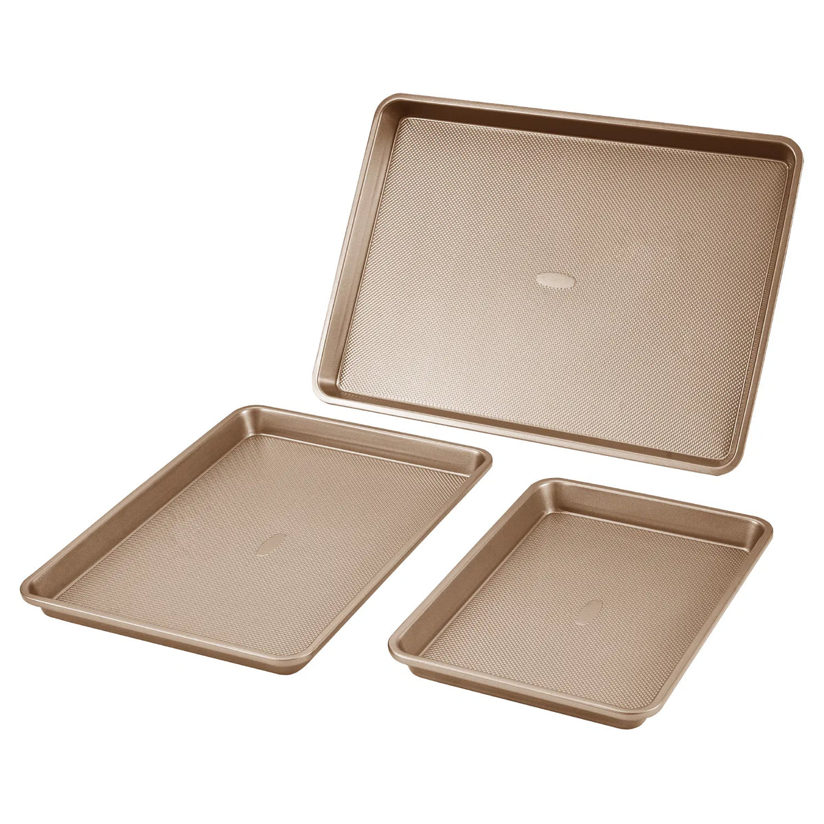 3 Pack Nonstick Carbon Steel Baking Sheet Set, Oven Cookie Tray Pans, Stackable Bakeware for Cookies, Cakes, Roasting, Dishwasher Safe
