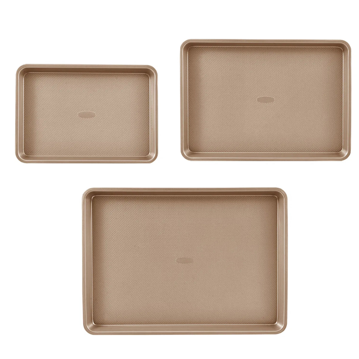 3 Pack Nonstick Carbon Steel Baking Sheet Set, Oven Cookie Tray Pans, Stackable Bakeware for Cookies, Cakes, Roasting, Dishwasher Safe