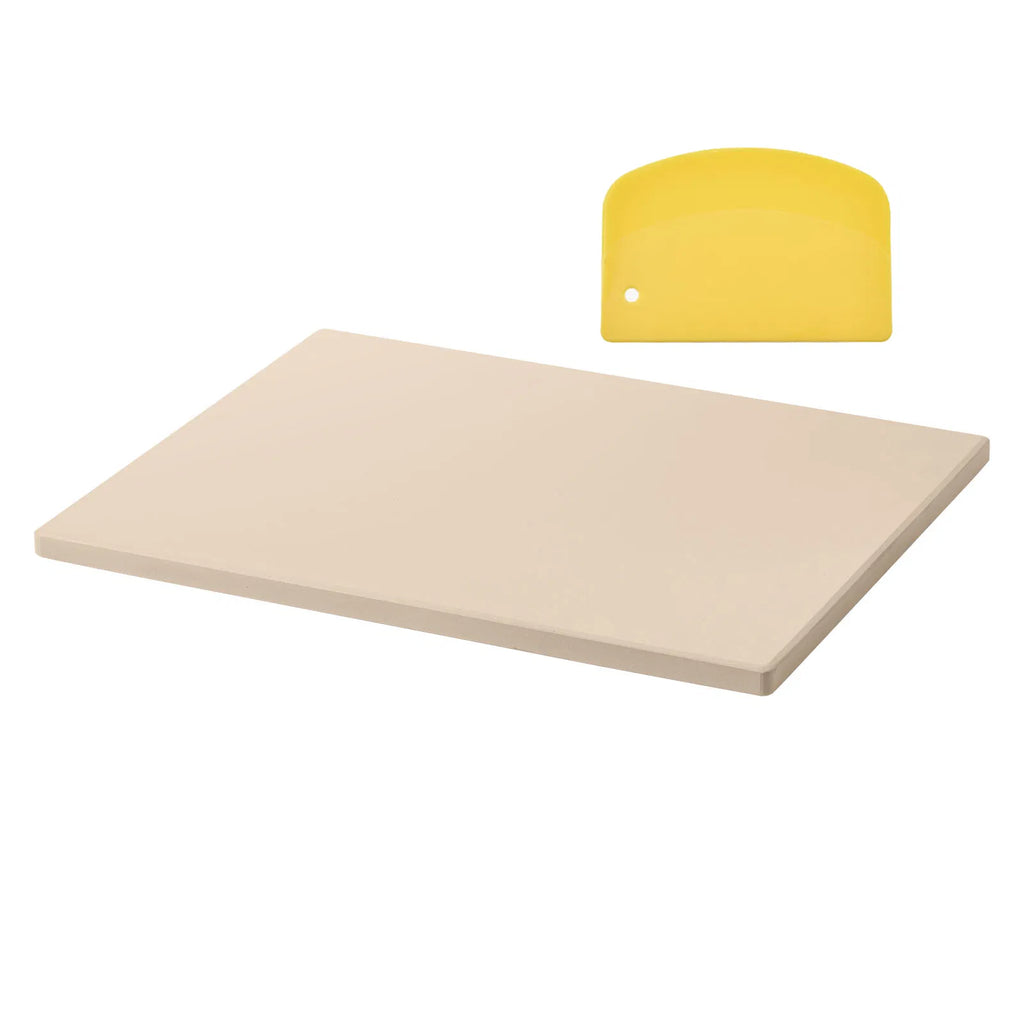 15"x12" Cordierite Pizza Stone for Oven & Grill, Rectangular Baking Stone with Dough Scraper, Crispy Crust Pizza Bread Baking Plate