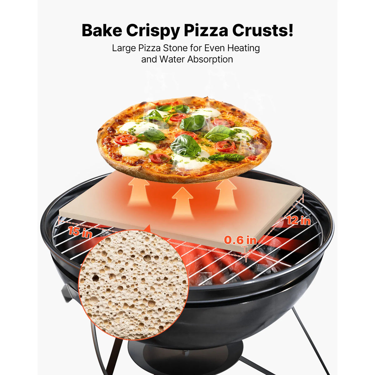 15"x12" Cordierite Pizza Stone for Oven & Grill, Rectangular Baking Stone with Dough Scraper, Crispy Crust Pizza Bread Baking Plate