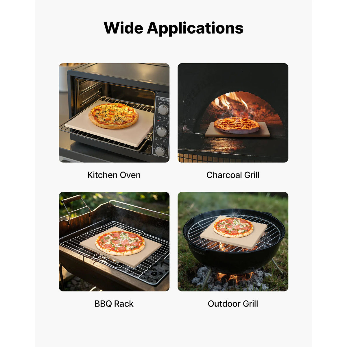 15"x12" Cordierite Pizza Stone for Oven & Grill, Rectangular Baking Stone with Dough Scraper, Crispy Crust Pizza Bread Baking Plate