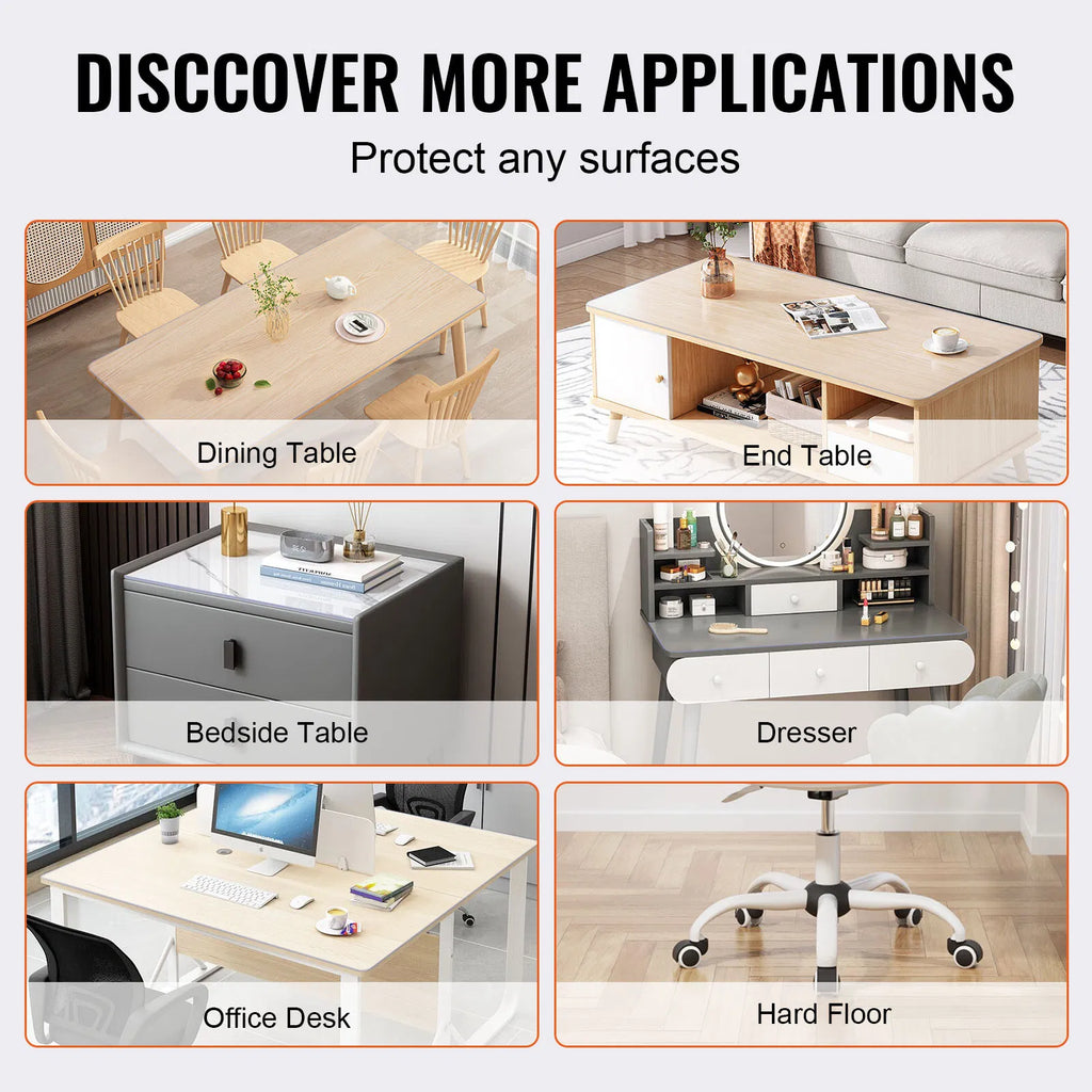 Clear PVC Table Cover Protector 36"x72",1.5mm Thick Waterproof Rectangle Plastic Tabletop Mat for Dining Table, Office Desk