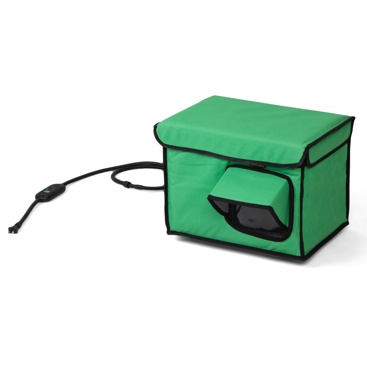 Heated Outdoor Cat House, Insulated Weatherproof Pet Shelter with Adjustable Temp & Timer Heating Pad, Foldable Oxford Kitty House for Stray Cats, Green