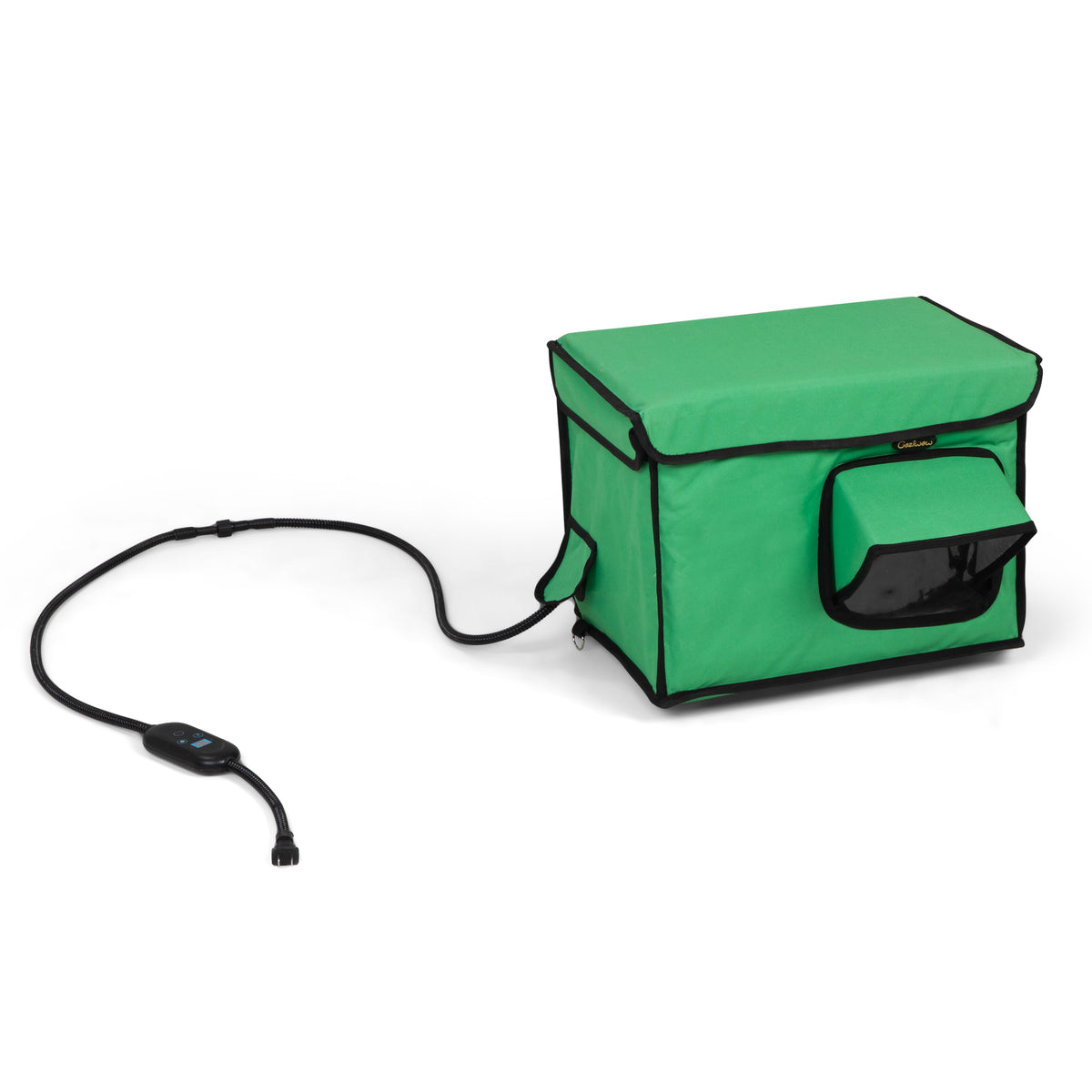 Heated Outdoor Cat House, Insulated Weatherproof Pet Shelter with Adjustable Temp & Timer Heating Pad, Foldable Oxford Kitty House for Stray Cats, Green