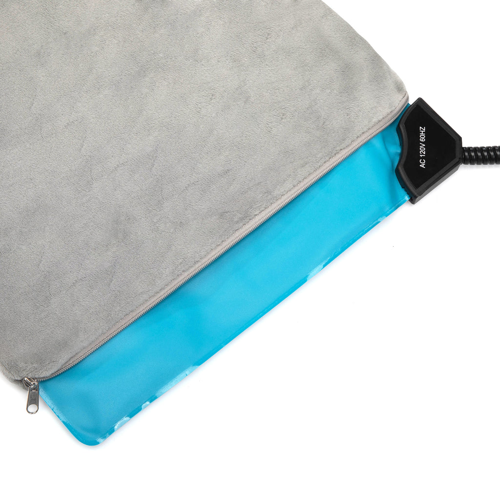 Pet Heating Pad for Dogs & Cats, 30×40cm Waterproof Electric Heated Mat, 6 Temp Settings & 2-24H Timer, 120V with Removable Soft Plush Cover, Anti-Chew Cord for Pets Winter Warming
