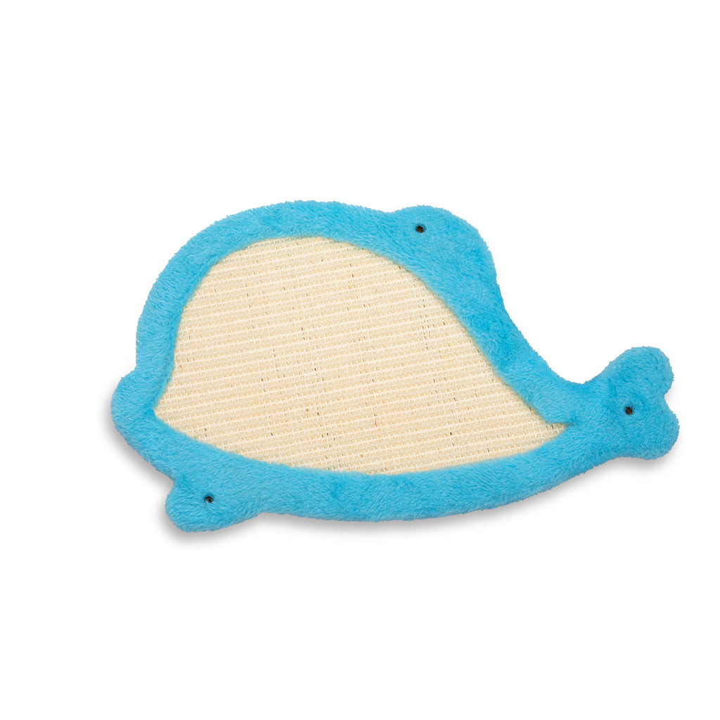 4-Piece Ocean Themed Wall Mounted Cat Tree Set, Blue Plush Cat Wall Shelves with Sisal Scratching Mat & Hanging Fish Toy for Indoor Cats