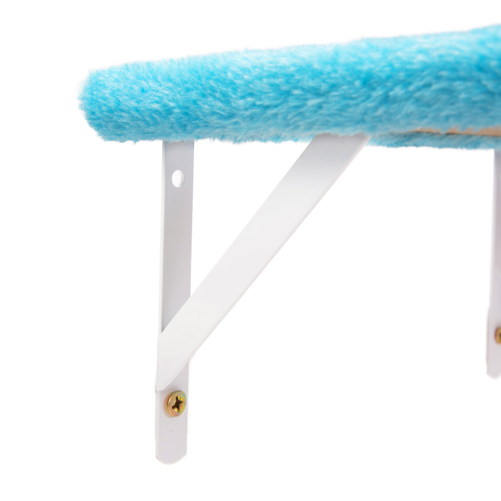 4-Piece Ocean Themed Wall Mounted Cat Tree Set, Blue Plush Cat Wall Shelves with Sisal Scratching Mat & Hanging Fish Toy for Indoor Cats