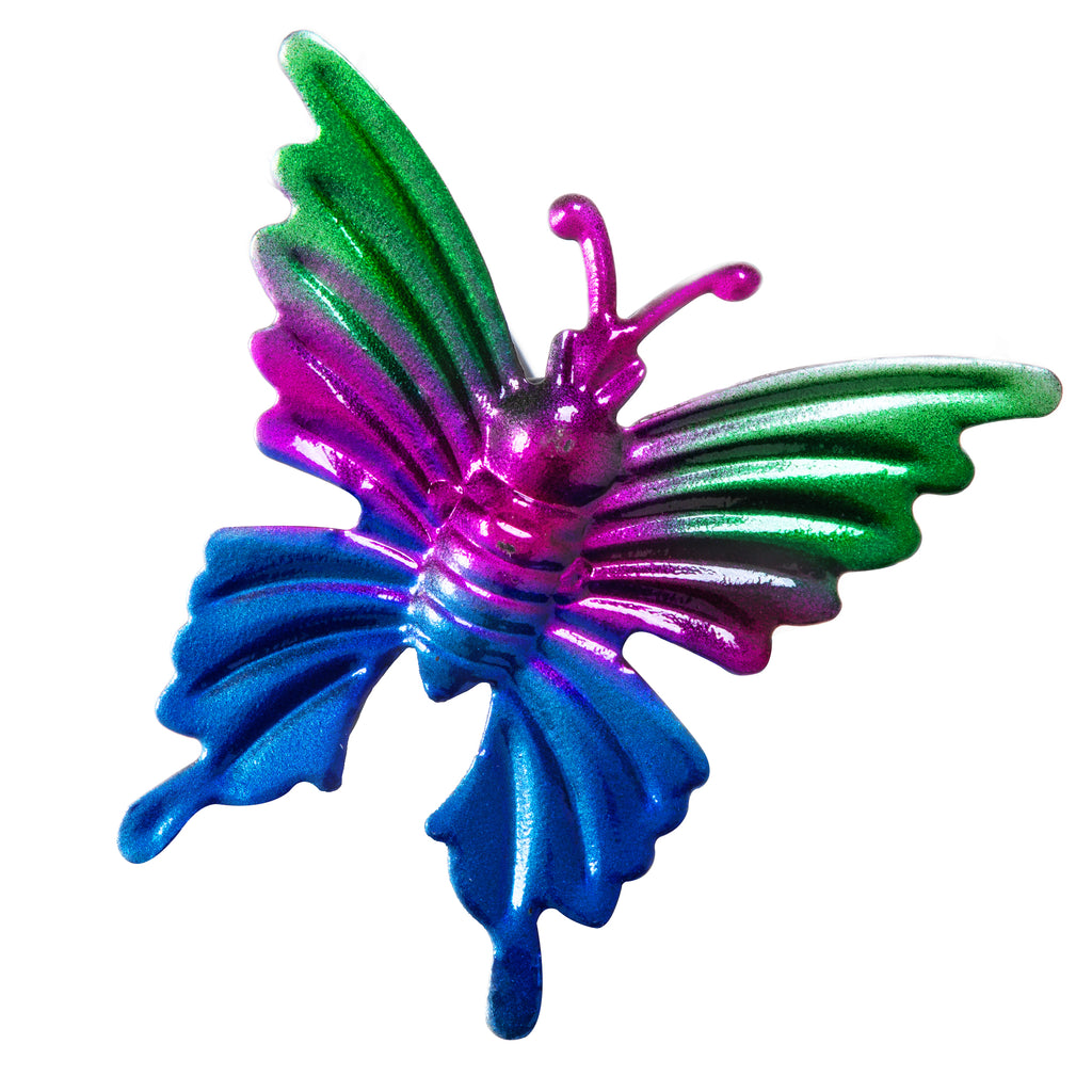 Double Layer Butterfly Flower Metal Wind Spinner, 78.7 Inch 360° Rotatable Outdoor Garden Windmill with 4-Prong Ground Stake for Yard Patio Decor
