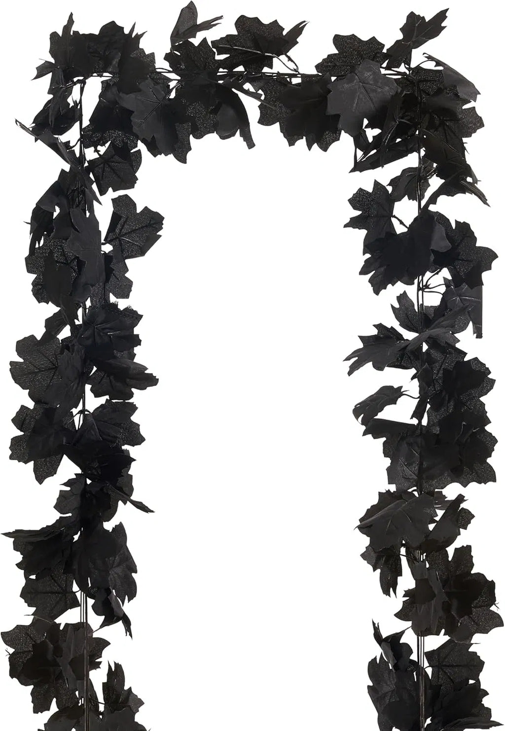 Halloween Black Maple Leaf Garland, 2 Pack 6.5FT Artificial Fall Leaf Vine, Spooky Black Foliage Garland for Mantel, Table & Party Decor`