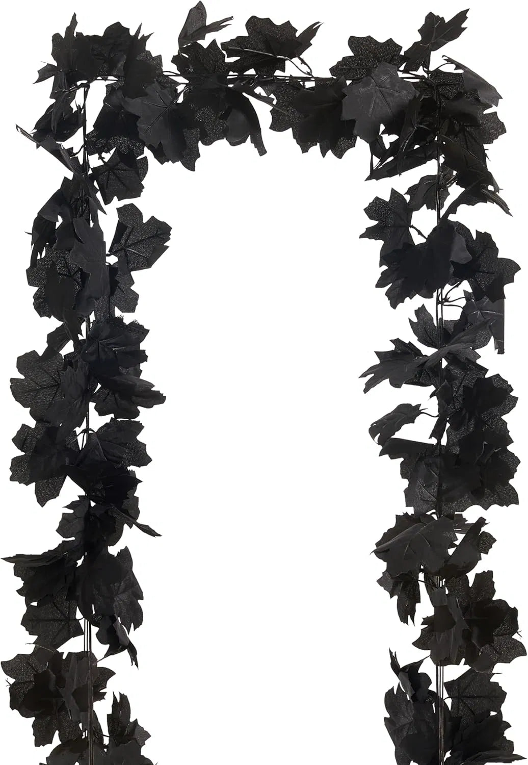 Halloween Black Maple Leaf Garland, 2 Pack 6.5FT Artificial Fall Leaf Vine, Spooky Black Foliage Garland for Mantel, Table & Party Decor`