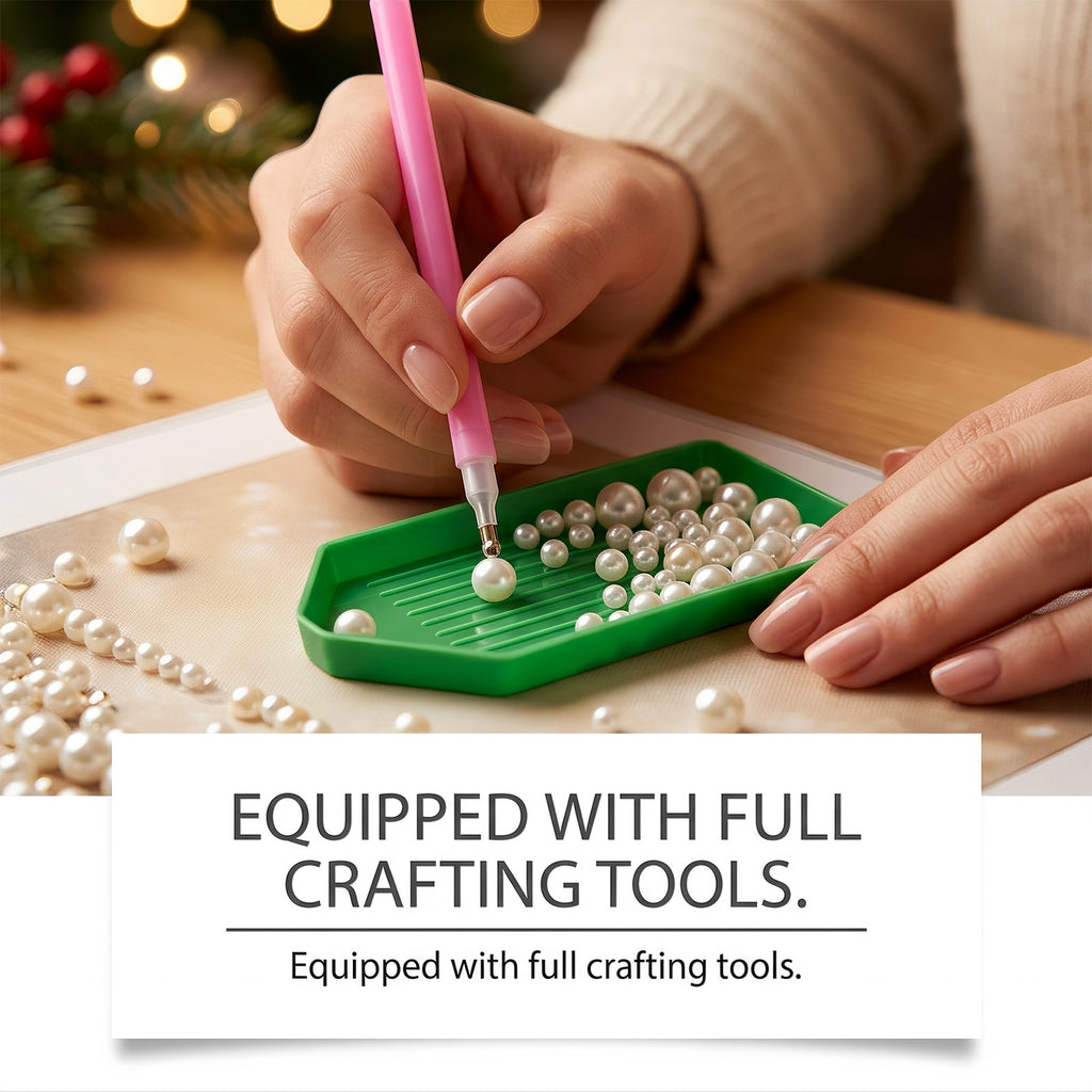 DIY Christmas Angel Pearl Diamond Painting Kit, 7.87"x7.87" Framed 5D Round Pearl Beads Art Set, Winter Cardinal Snow Scene DIY Craft Wall Decor for Holiday Home Decor & Gift