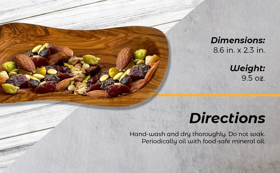 Choixe Hand Carved Mediterranean Olive Wood Bowl, Wavy Multi-Purpose Serving Tray for Nuts, Snacks, Jewelry & Keys, Food Safe Natural Grain Wooden Decor Dish
