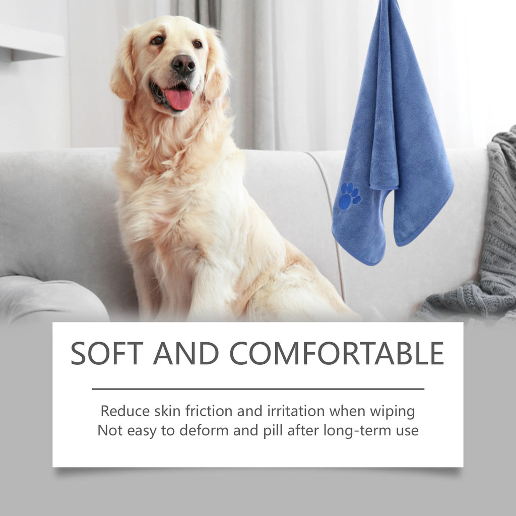 Microfiber Pet Grooming Towel for Dogs Cats, Super Absorbent Quick Drying Bath Towel, Soft Paw Embroidery Pet Shower Towel, 1 Pack
