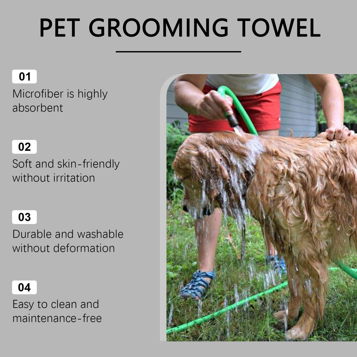 Microfiber Pet Grooming Towel for Dogs Cats, Super Absorbent Quick Drying Bath Towel, Soft Paw Embroidery Pet Shower Towel, 1 Pack