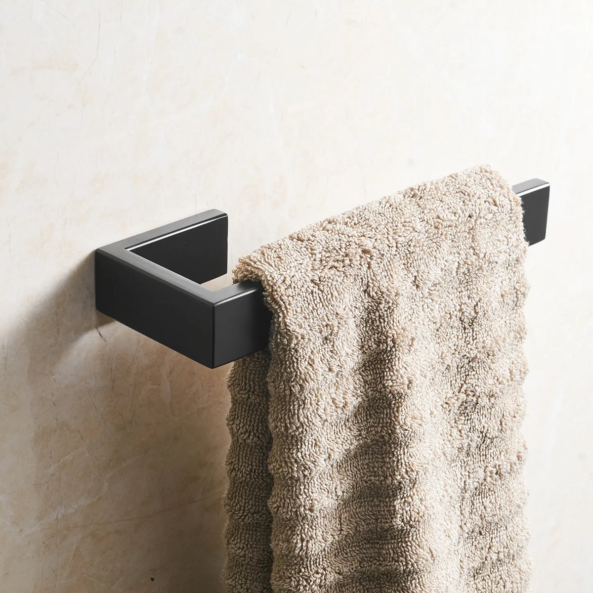 Black SUS304 Stainless Steel Hand Towel Bar, Modern Open Arm Wall Mount Towel Holder for Bathroom Kitchen