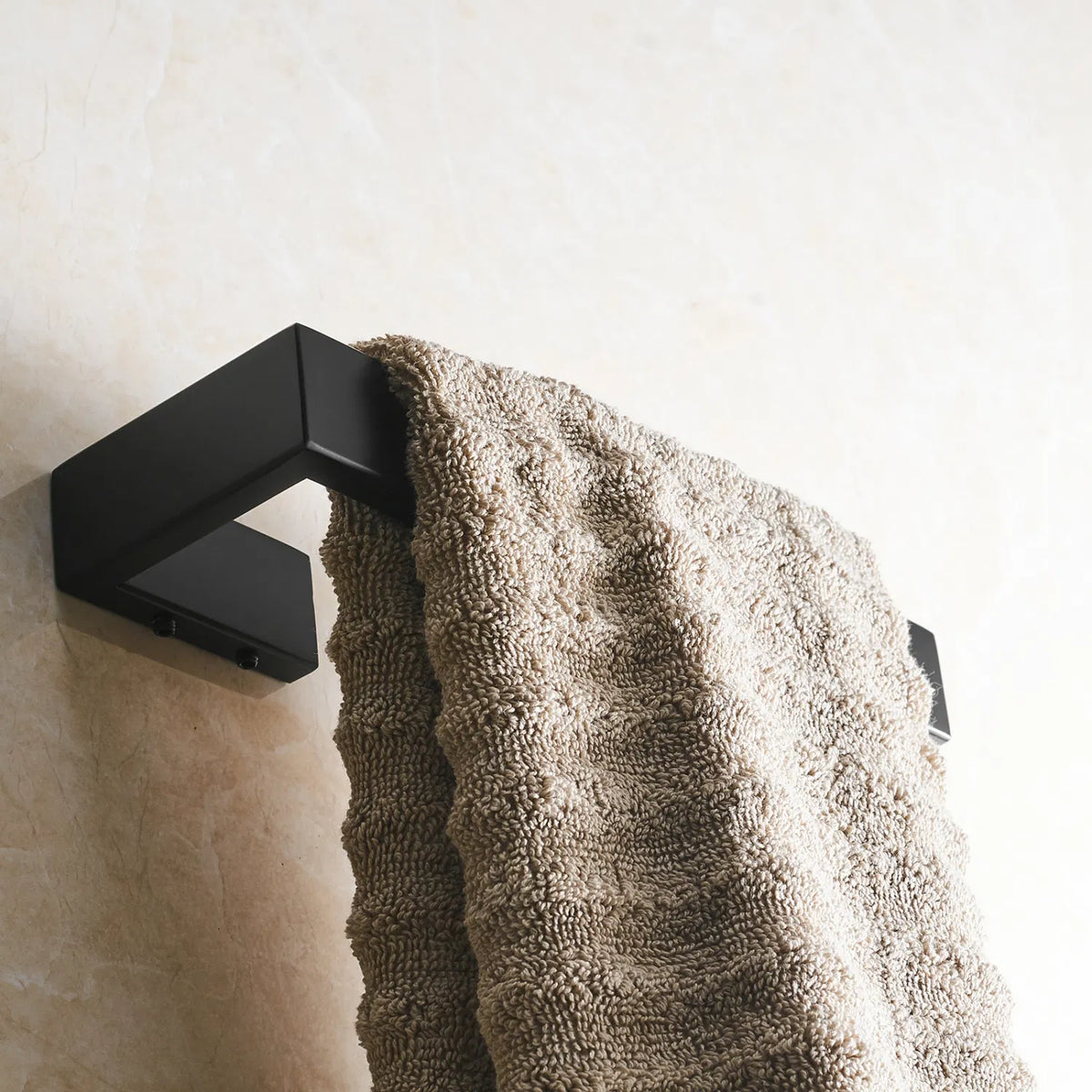Black SUS304 Stainless Steel Hand Towel Bar, Modern Open Arm Wall Mount Towel Holder for Bathroom Kitchen