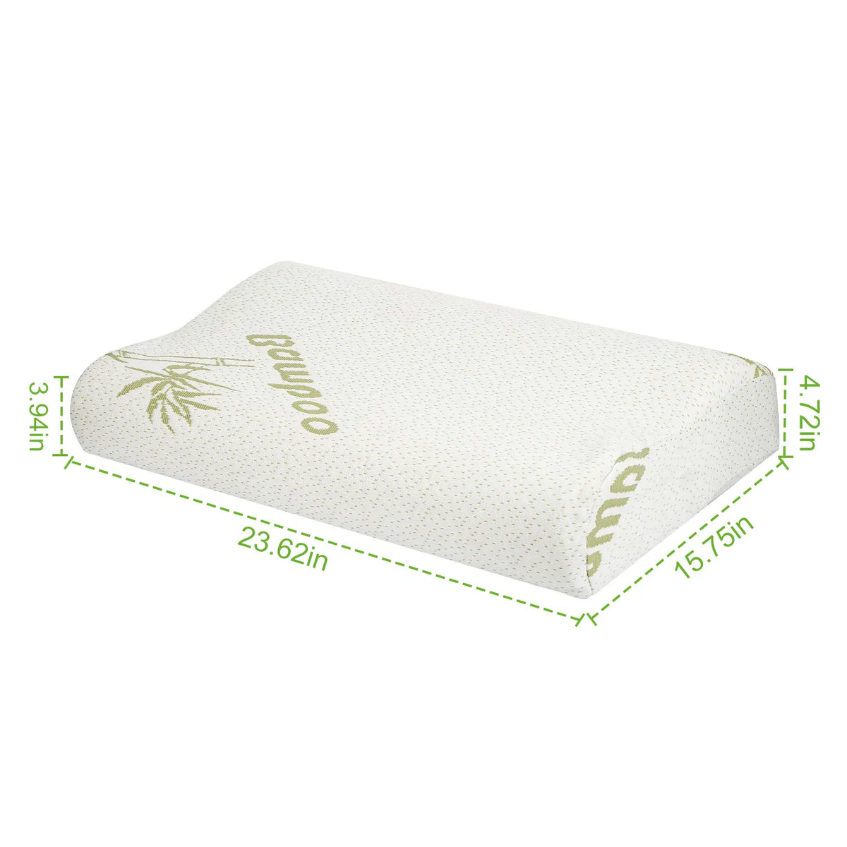 Ergonomic Contour Bamboo Memory Foam Pillow, Neck Support Pillow for Side & Back Sleepers, Breathable Washable Bamboo Cover, Relieve Neck & Shoulder Pain