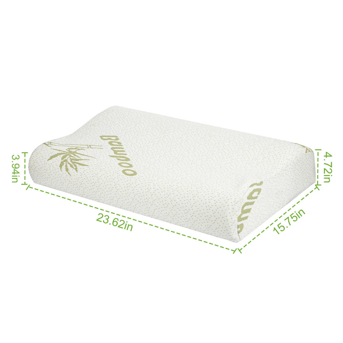 Bamboo Contour Memory Foam Cervical Pillow, Ergonomic Neck Support Pillow for Side & Back Sleepers, Washable Zippered Bamboo Cover, Relieve Neck & Shoulder Pain