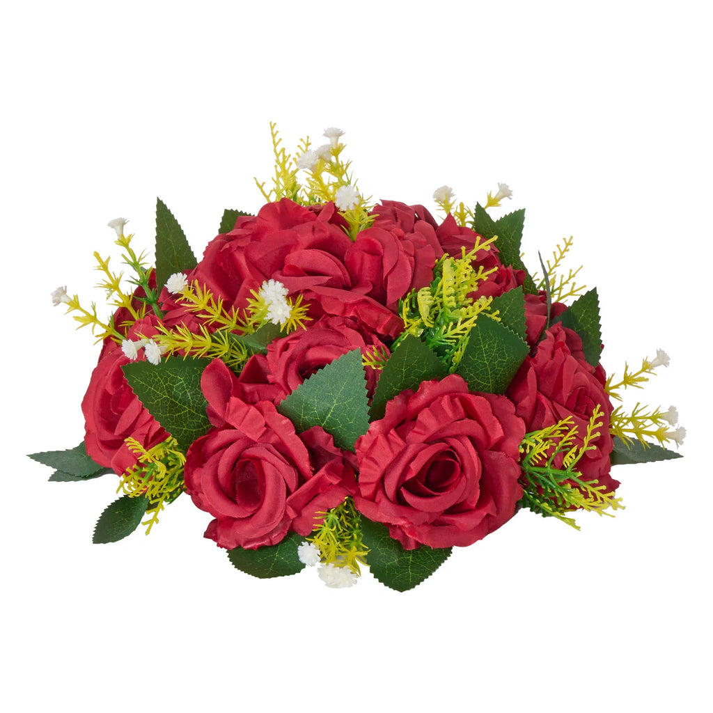 10 Pack 9.5 Inch Red Artificial Rose Flower Balls, Wedding Table Centerpieces, Silk Fake Kissing Floral Balls for Party, Reception, Home & Holiday Decor