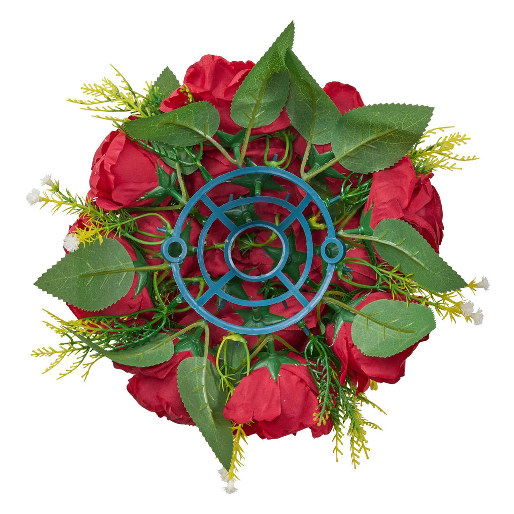 10 Pack 9.5 Inch Red Artificial Rose Flower Balls, Wedding Table Centerpieces, Silk Fake Kissing Floral Balls for Party, Reception, Home & Holiday Decor