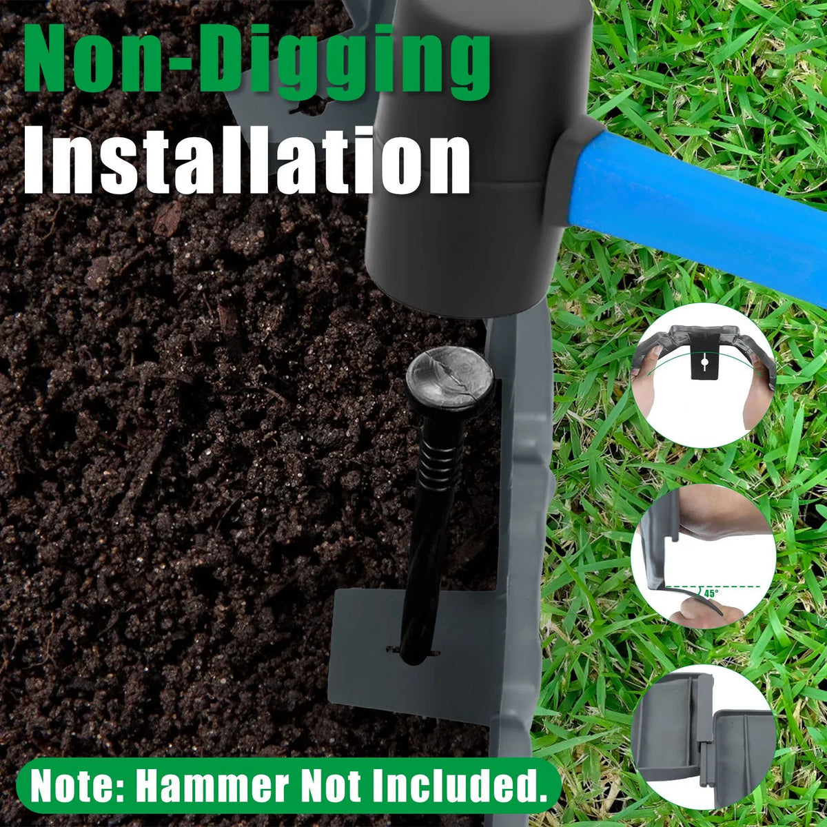 16FT Garden Landscape Edging Kit, 20 Pack Cobbled Stone Look Flexible Interlocking PVC No Dig Lawn Border for Flower Bed, Tree Ring, Yard & Pathway Decor