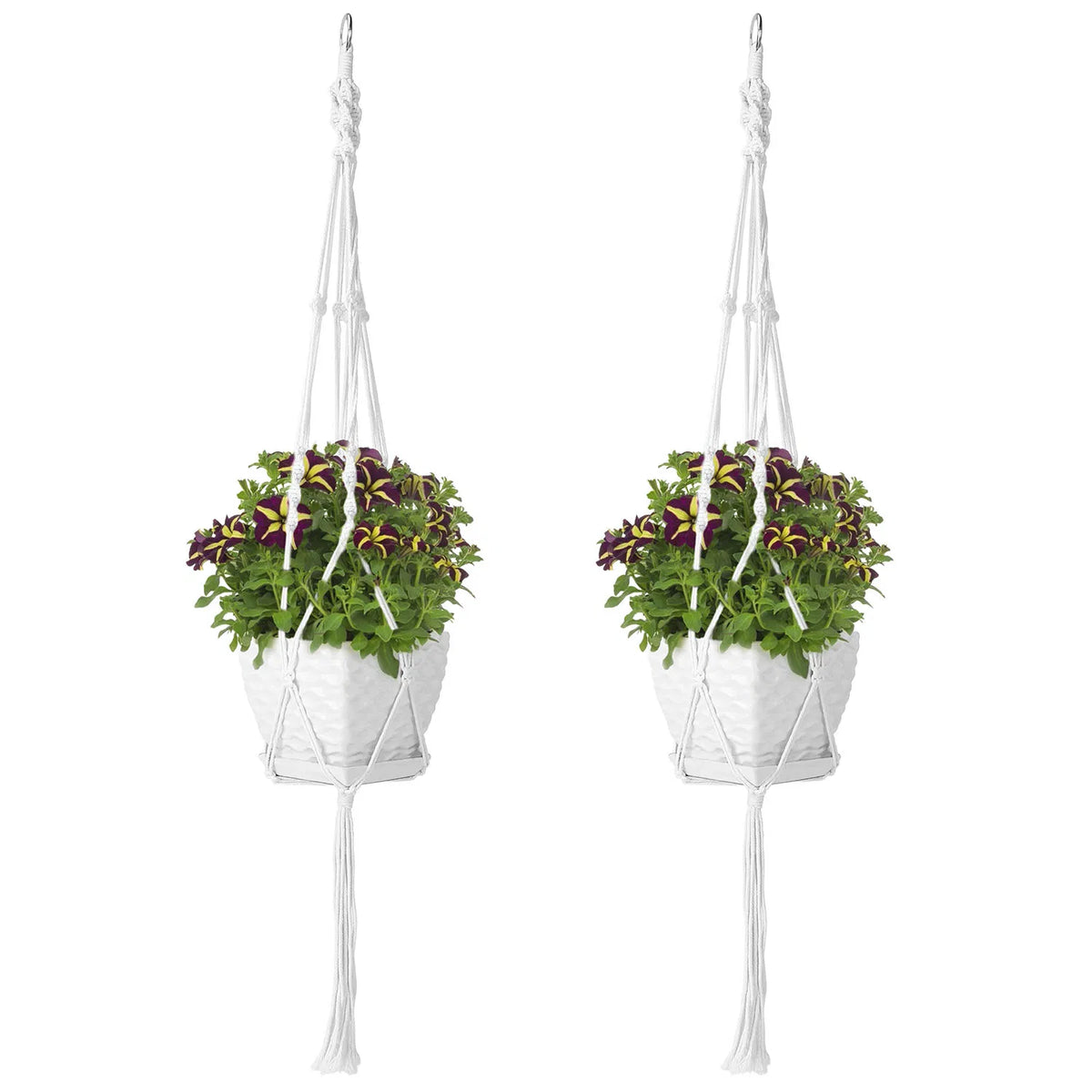 2 Pack 40 Inch Macrame Plant Hanger, Natural Cotton Rope Hanging Planter Holder, Boho Hand Woven Flower Pot Basket for Indoor Outdoor Home Decor, Fits 4-11 Inch Pots