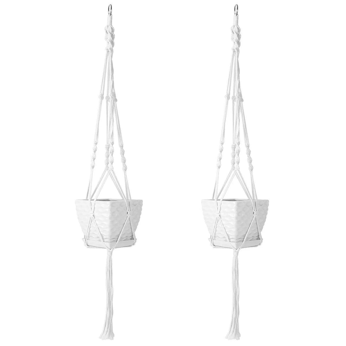 2 Pack 40 Inch Macrame Plant Hanger, Natural Cotton Rope Hanging Planter Holder, Boho Hand Woven Flower Pot Basket for Indoor Outdoor Home Decor, Fits 4-11 Inch Pots