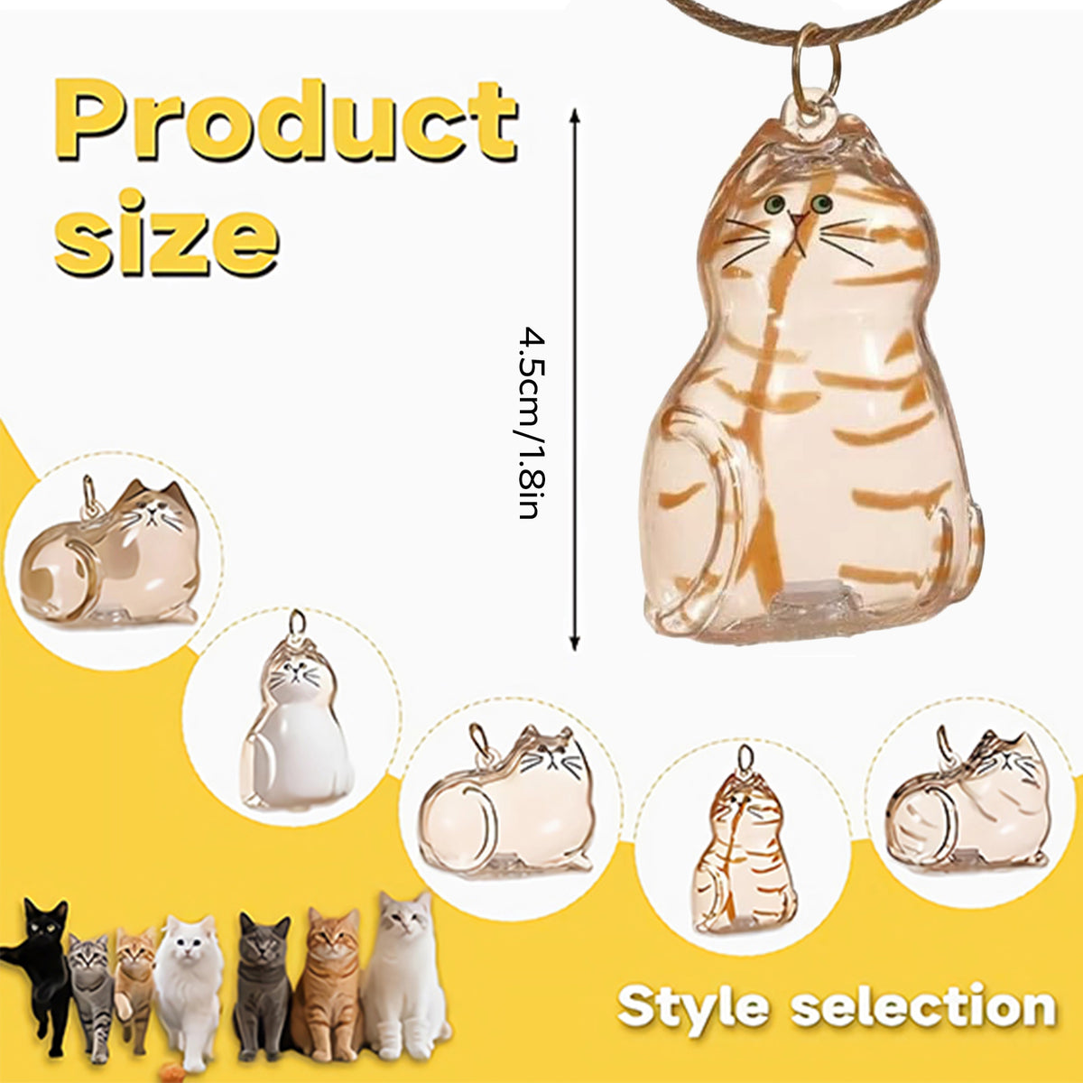 AEELLEEA 6 Pack Cat Hair Keepsake Pendant Keychain, Pet Memorial Fur Locket for Cat Loss, Clear Cat Charm for Cat Lovers