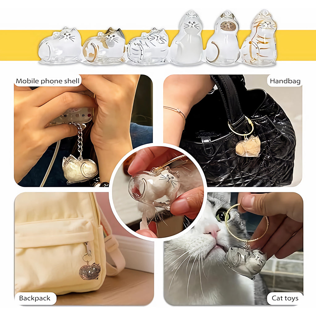 AEELLEEA 6 Pack Cat Hair Keepsake Pendant Keychain, Pet Memorial Fur Locket for Cat Loss, Clear Cat Charm for Cat Lovers