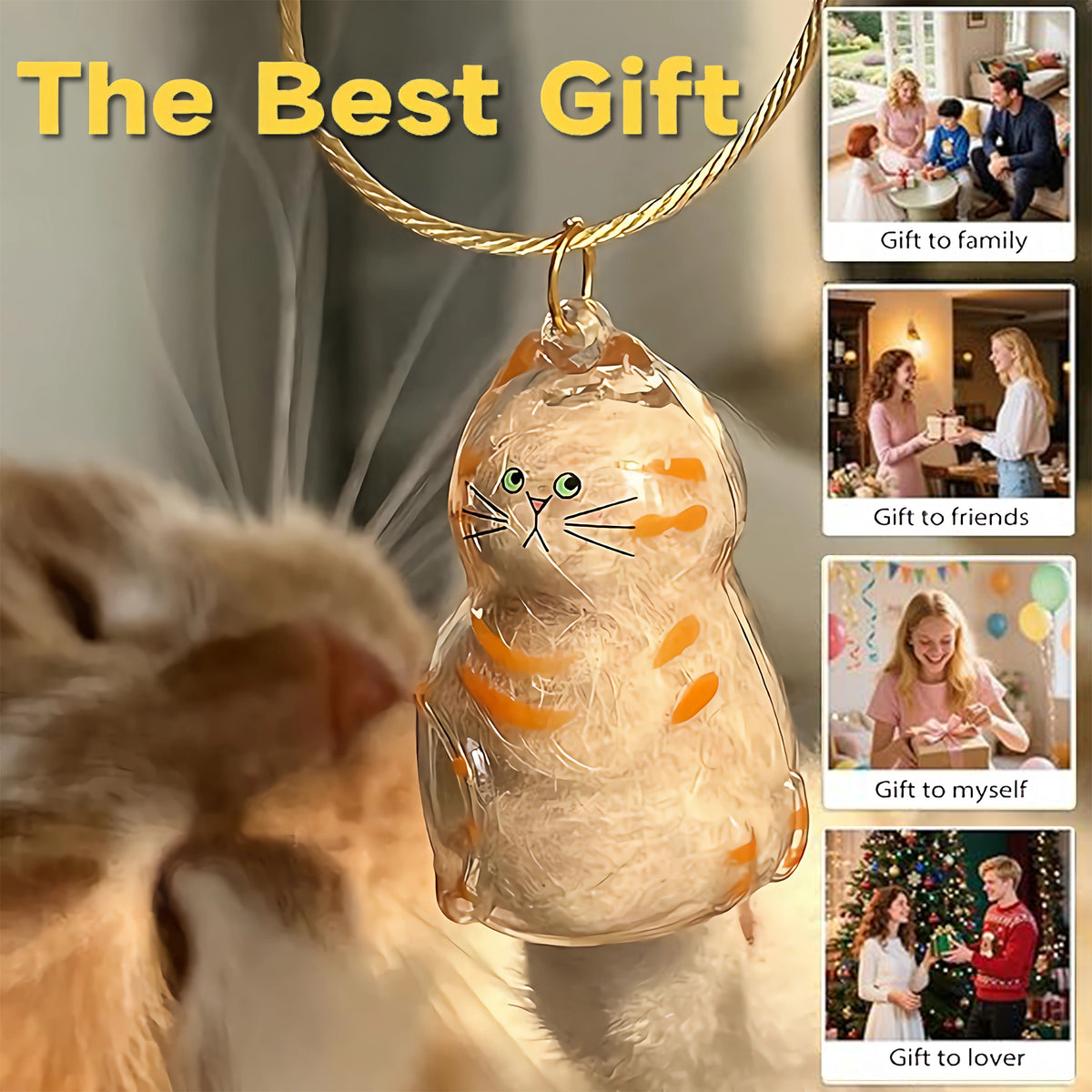 AEELLEEA 6 Pack Cat Hair Keepsake Pendant Keychain, Pet Memorial Fur Locket for Cat Loss, Clear Cat Charm for Cat Lovers