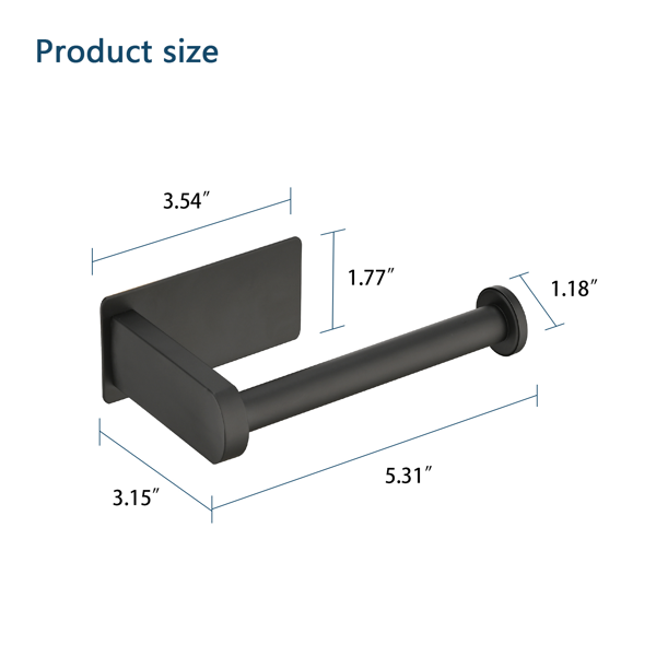 AEELLEEA Self Adhesive Toilet Paper Holder, 304 Stainless Steel No-Drill Wall Mount, Rustproof Bathroom Tissue Roll Holder, Black