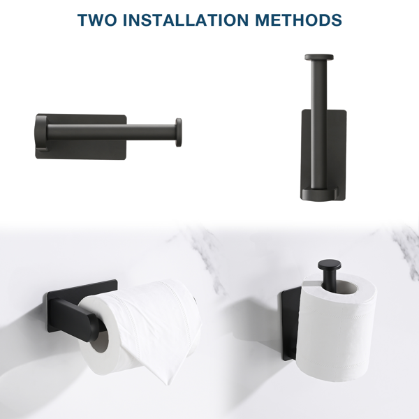 AEELLEEA Self Adhesive Toilet Paper Holder, 304 Stainless Steel No-Drill Wall Mount, Rustproof Bathroom Tissue Roll Holder, Black