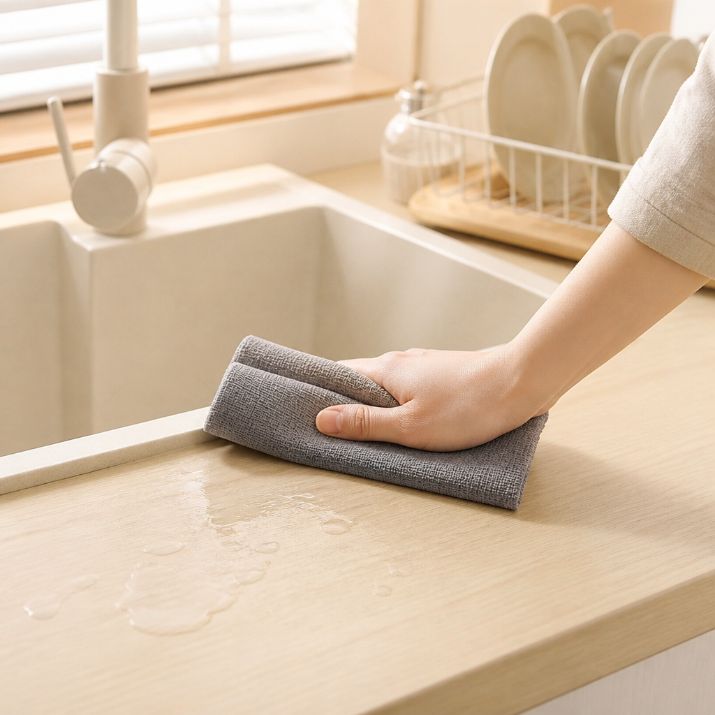 AEELLEEA 30 Sheet Gray Cleaning Cloths Roll, Tear-Off Reusable Waffle Kitchen Wipes, Absorbent Dish Rags for Countertop Wet Dry Use