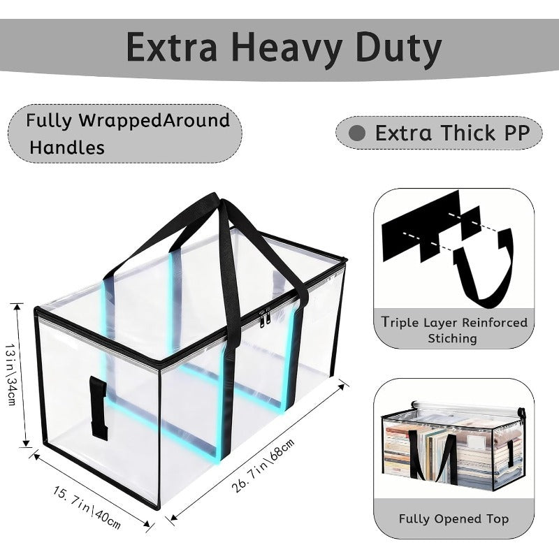 AEELLEEA 12 Pack Moving Bags, 95L Extra Large Clear Storage Bags with Handles and Zipper for Clothes