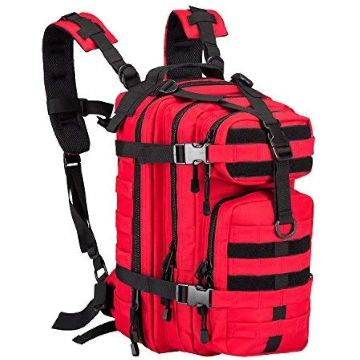 30L Tactical Backpack, MOLLE PALS Webbing Assault Pack, Red Water Resistant Rucksack for Hiking Camping Hunting Travel, 17x11x9"