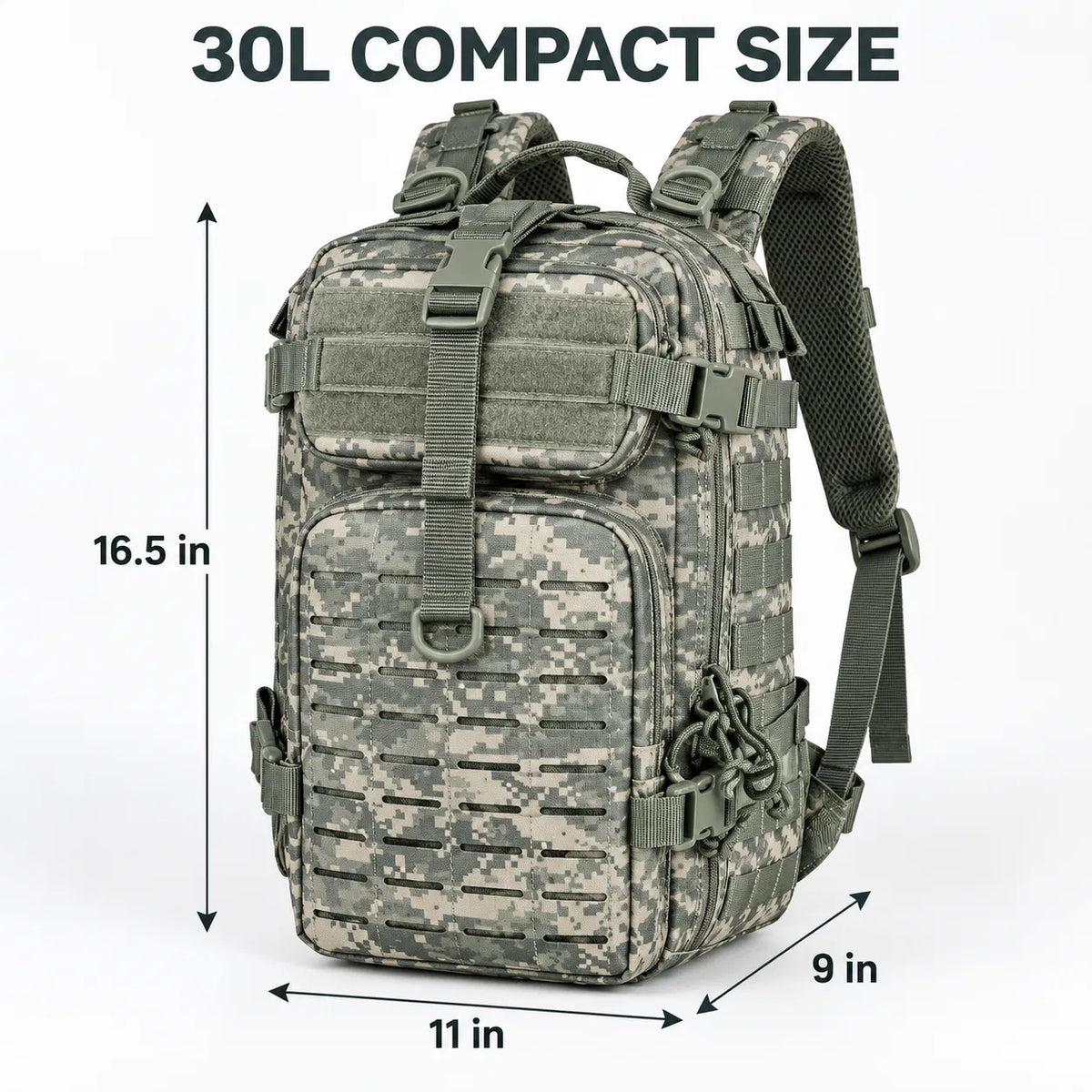 AEELLEEA 30L Digital Camo Tactical Backpack, Military Assault Rucksack, Water Resistant 600D for Hiking Camping Hunting Travel