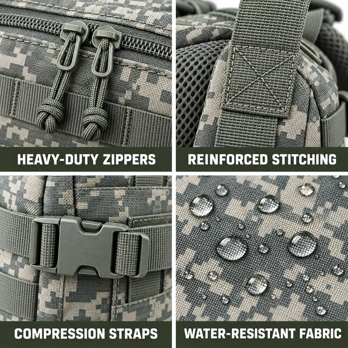 AEELLEEA 30L Digital Camo Tactical Backpack, Military Assault Rucksack, Water Resistant 600D for Hiking Camping Hunting Travel