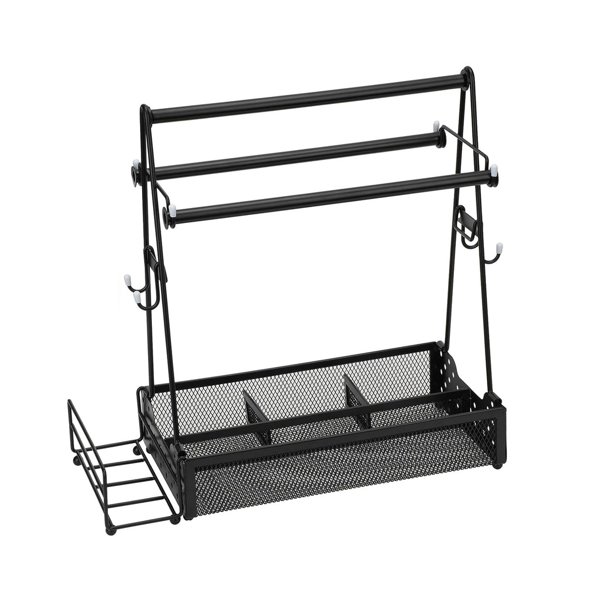 AEELLEEA Grill Utensil Caddy, Metal BBQ Tool Organizer with Paper Towel Holder, Outdoor Camping Grill Accessories Storage