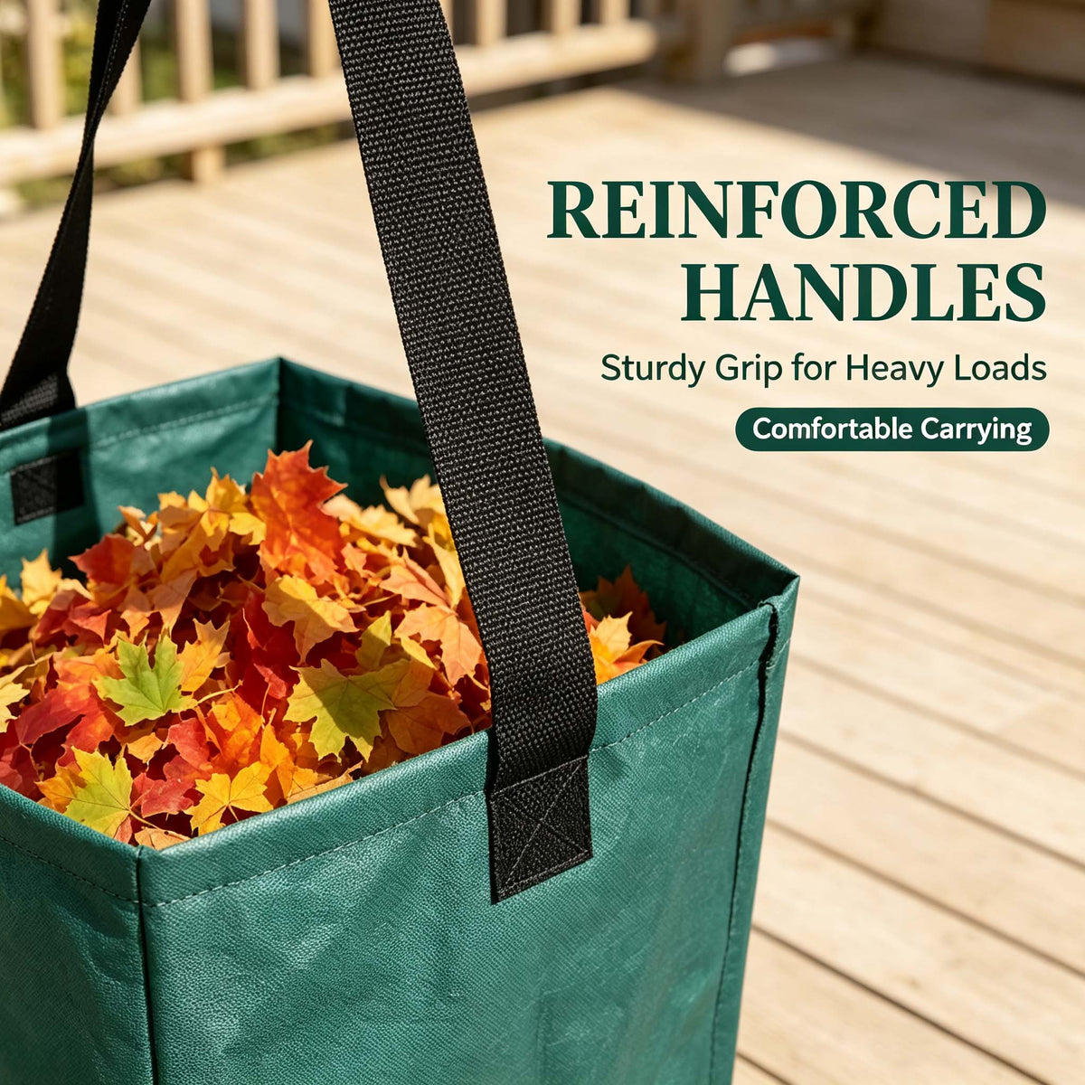 AEELLEEA 2-Pack Reusable Garden Waste Bags, Heavy Duty Leaf Collection Bags with Reinforced Handles, Foldable Yard Waste Bags