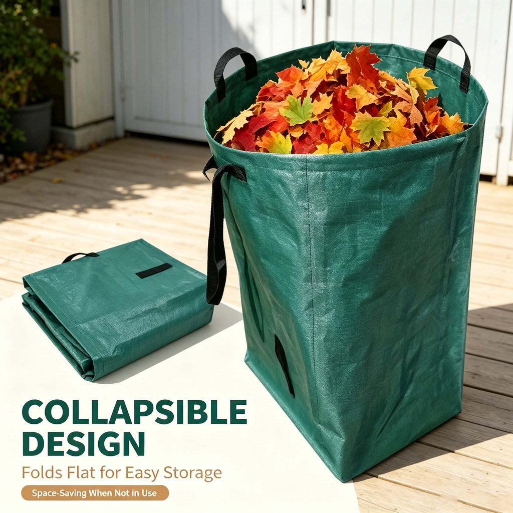 AEELLEEA 2-Pack Reusable Garden Waste Bags, Heavy Duty Leaf Collection Bags with Reinforced Handles, Foldable Yard Waste Bags