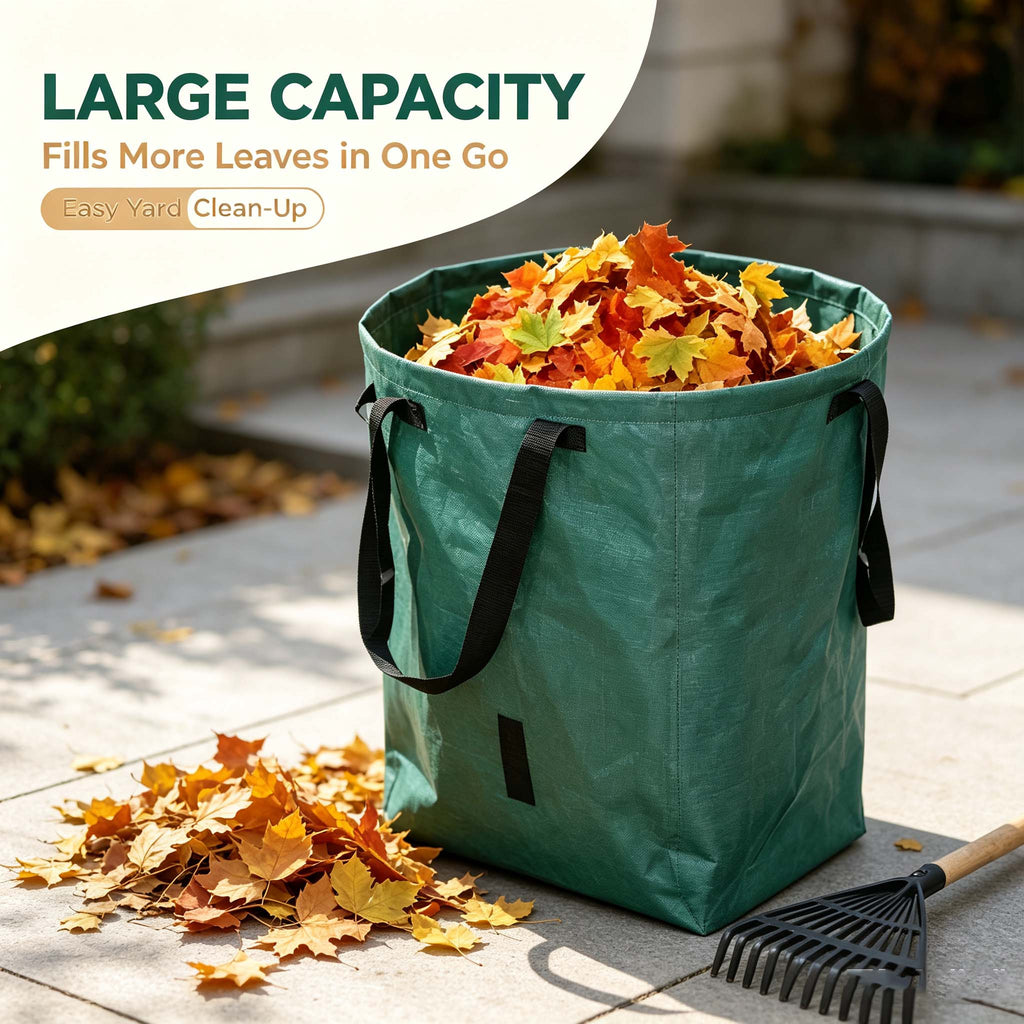 AEELLEEA 2-Pack Reusable Garden Waste Bags, Heavy Duty Leaf Collection Bags with Reinforced Handles, Foldable Yard Waste Bags